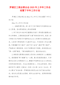 罗湖区工商业联合会2025年上半年工作总结暨下半年工作计划
