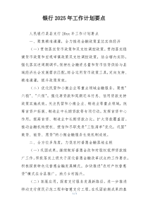 银行2025年工作计划要点