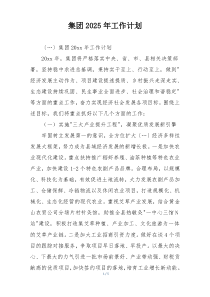 集团2025年工作计划