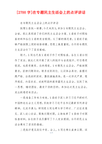 在专题民主生活会上的点评讲话