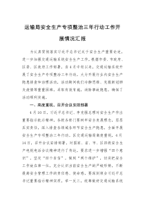 情况汇报运输局安全生产专项整治三年行动工作开展情况汇报