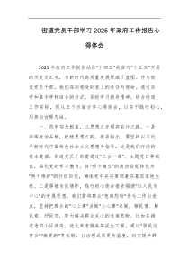 街道党员干部学习2025年政府工作报告心得体会