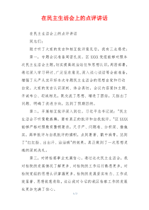 在民主生活会上的点评讲话
