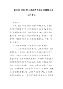 县长在2025年全县经济形势分析调度会议上的讲话