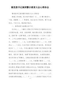 镇党委书记案例警示教育大会心得体会