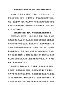 领导干部学习贯彻2025年全国“两会”精神心得体会（精选12篇）