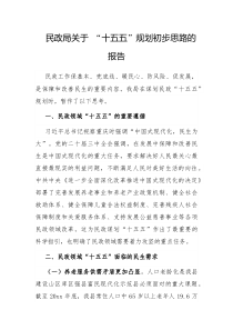 民政局十五五规划初步思路的报告