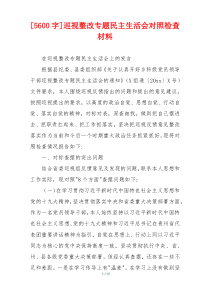 巡视整改专题民主生活会对照检查材料