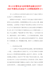 市人大分管农业与农村委员会副主任关于2025年度民主生活会个人对照检视材料4+1