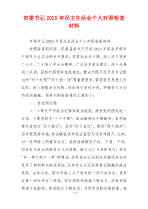 市委书记2025年民主生活会个人对照检查材料
