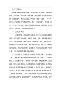 银行XX分行20XX年度巡察工作报告