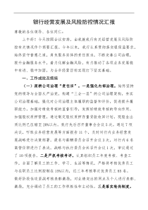银行经营发展及风险防控情况汇报成效问题整改措施建议工作汇报