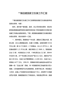 镇创建国家卫生镇工作汇报