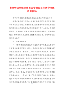 市审计局党组巡察整改专题民主生活会对照检查材料