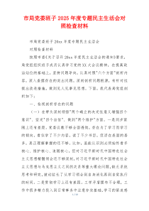 市局党委班子2025年度专题民主生活会对照检查材料