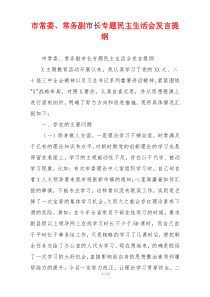 市常委、常务副市长专题民主生活会发言提纲