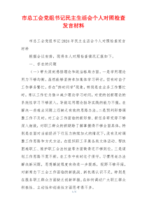 市总工会党组书记民主生活会个人对照检查发言材料