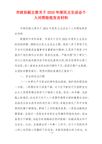 市政协副主席关于2025年度民主生活会个人对照检视发言材料
