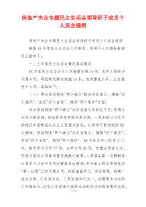 房地产央企专题民主生活会领导班子成员个人发言提纲
