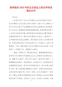 指导组在2025年民主生活会上的点评讲话国企公司