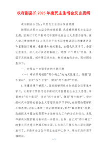政府副县长2025年度民主生活会发言提纲