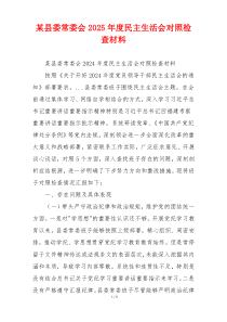 某县委常委会2025年度民主生活会对照检查材料