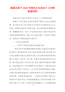 某国企班子2025年度民主生活会个人对照检查材料