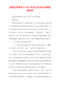 某国企领导班子2025年民主生活会对照检查材料