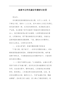 县委书记作风建设专题研讨发言