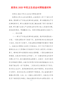 某局长2025年民主生活会对照检查材料