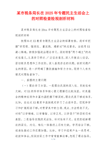 某市税务局长在2025年专题民主生活会上的对照检查检视剖析材料