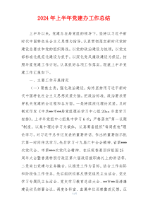 2024年上半年党建办工作总结