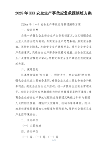 2025年XXX安全生产事故应急救援演练方案