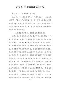 2025年XX街道党建工作计划