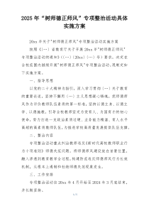 2025年“树师德正师风”专项整治活动具体实施方案
