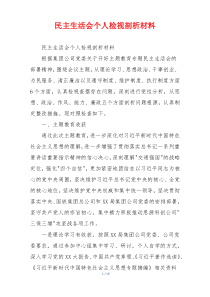 民主生活会个人检视剖析材料