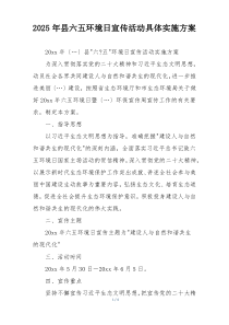 2025年县六五环境日宣传活动具体实施方案