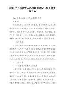 2025年县未成年人思想道德建设工作具体实施方案