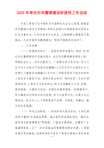 2025年单位作风整顿建设阶段性工作总结