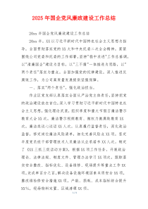 2025年国企党风廉政建设工作总结