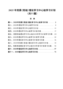 2025年党委（党组）理论学习中心组学习计划（有11篇）
