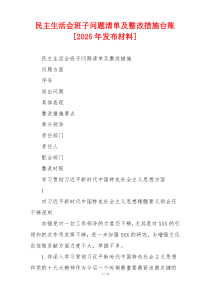 民主生活会班子问题清单及整改措施台账[2025年发布材料]