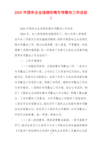 2025年国有企业违规吃喝专项整治工作总结1