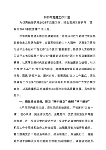2025年党建工作计划精选（共9篇）