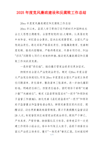 2025年度党风廉政建设和反腐败工作总结