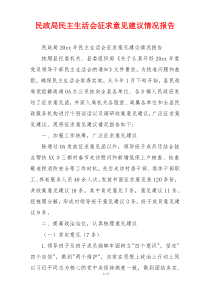 民政局民主生活会征求意见建议情况报告