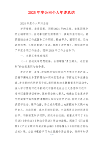2025年度公司个人年终总结