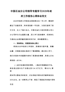 中国石油分公司领导专题学习2025年政府工作报告心得体会范文