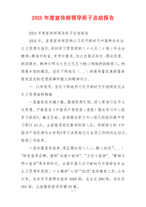 2025年度宣传部领导班子总结报告