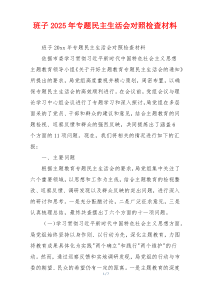 班子2025年专题民主生活会对照检查材料
